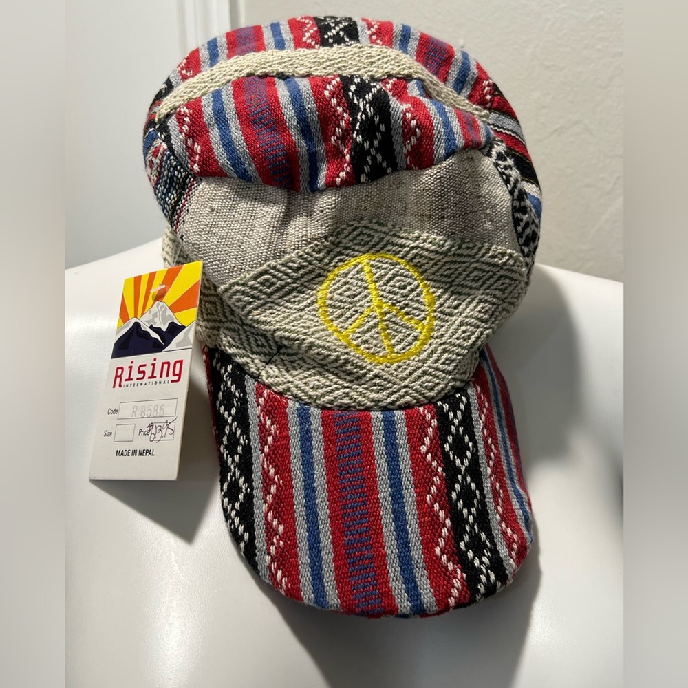 Peace Sign Hat NWT- Boho style, very Trendy with adjustable sizer